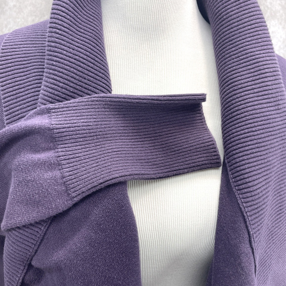 Juicy Couture Womens L Convertible Cowl Neck Button Up Cardigan Purple Lagenlook - Picture 4 of 12
